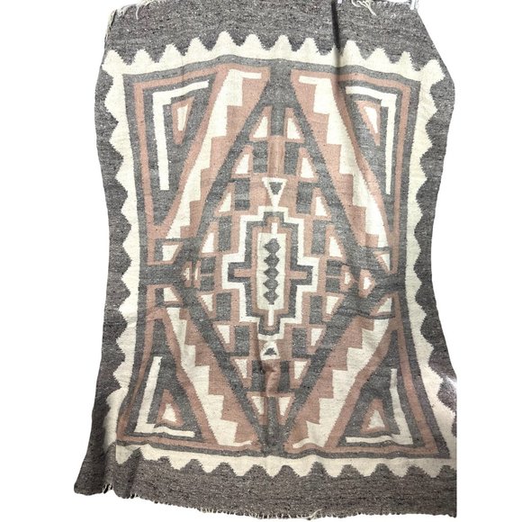 Hand Crafted Other - Hand Cafted Hand Loomed Neutral Aztec Southwest Wool Area Rug